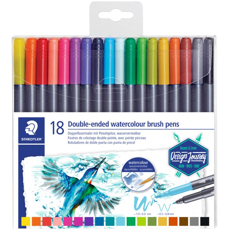STAEDTLER feutres à pointe pinceau, double pointe, couleurs assorties, 18 pièces